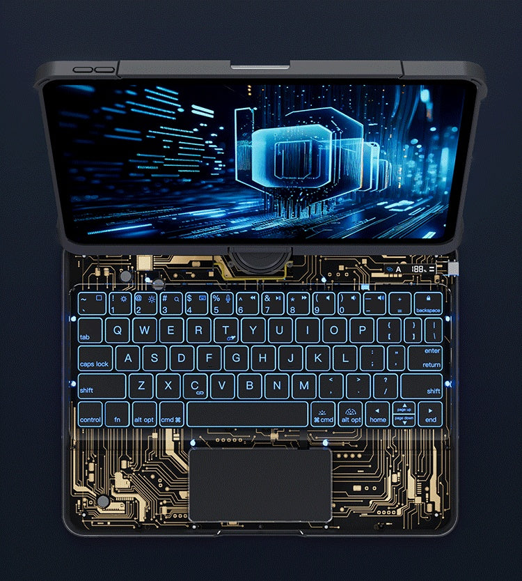 360 Swivel Keyboard Clear Case For IPad Smart Trackpad Bluetooth-compatible Keyboard Case Cover With Pen Slot