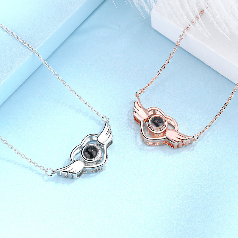 Angel Wings  Language I Love You Projection Necklace