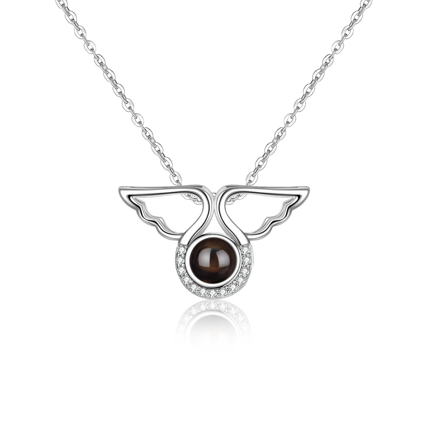 925 Sterling Silver Angel Wings Personality Cute Projection Necklace